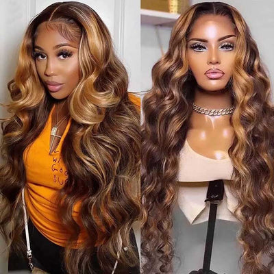 Ombre Highlight Wig 3D Body Wave 5x5 13x4 13x6 Lace Human Hair Wigs P4/27  Color, KissLove Hair