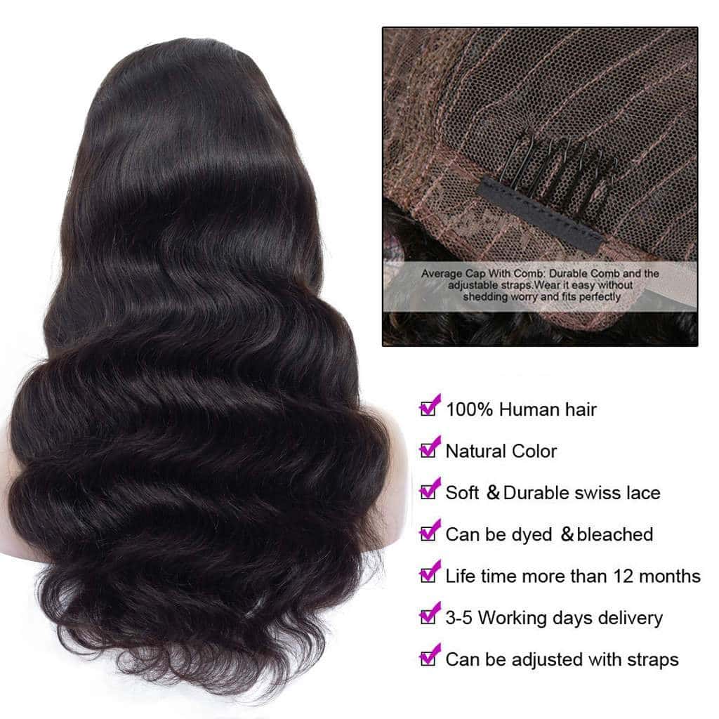13x4 HD Lace Wigs 14A Virgin Human Hair Body Wave Wig - KissLove Hair