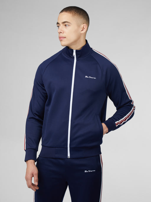 adidas Originals SPRT tricot track top in navy and light blue