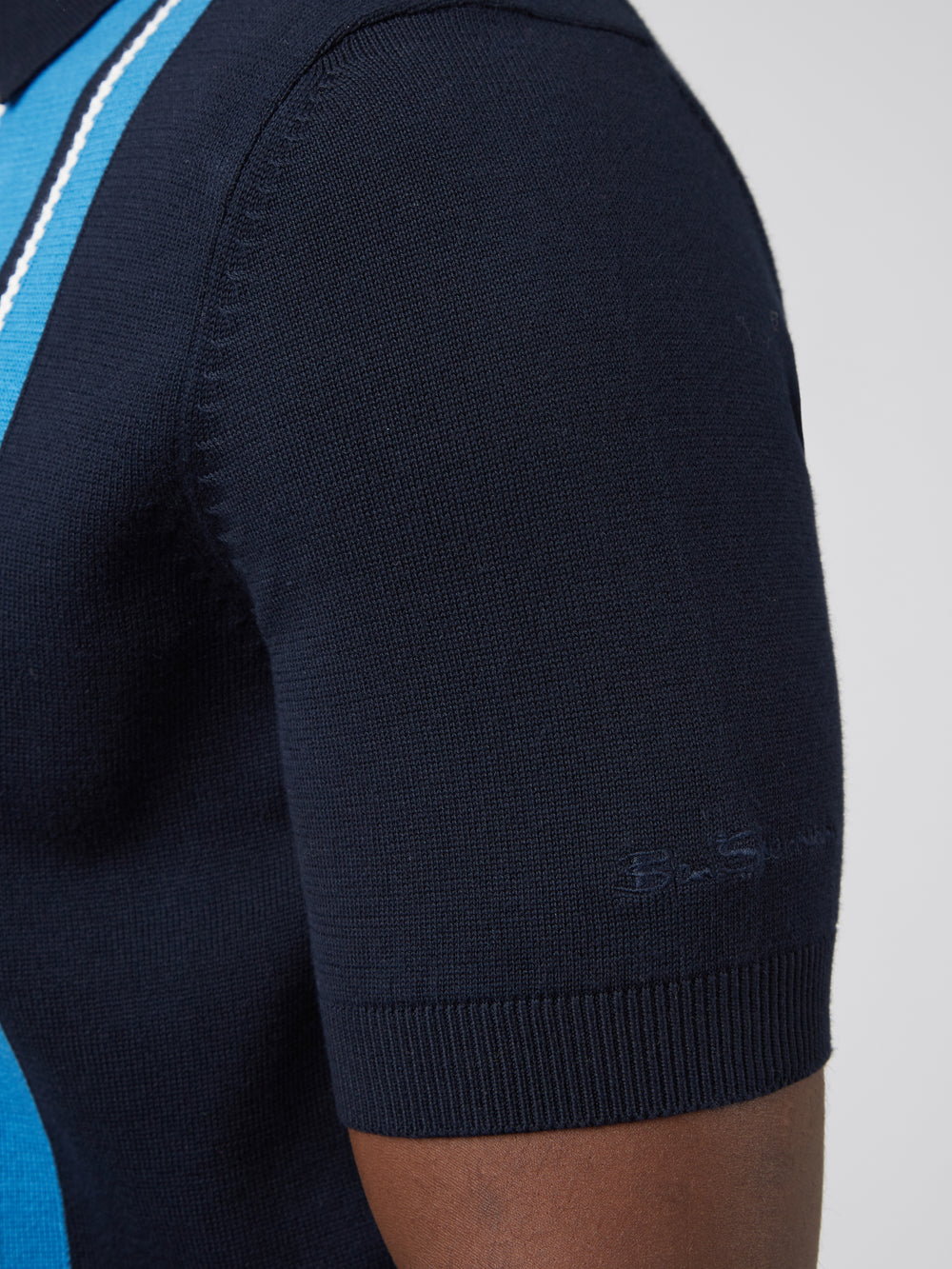 Iconic Vertical Stripe Mod Knit Polo - Dark Navy - Ben Sherman