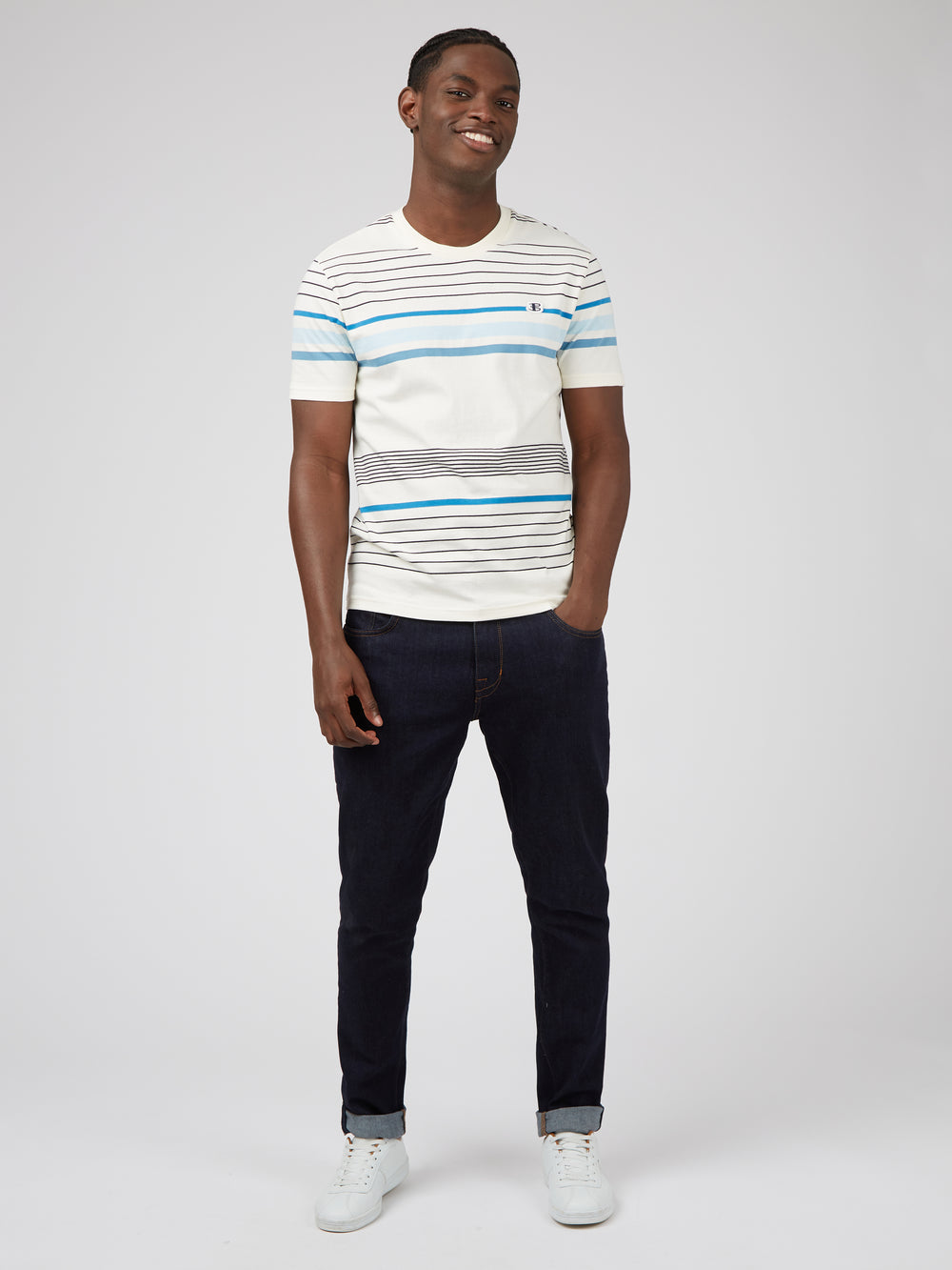 B by Ben Sherman Engineered Stripe Tee - Snow White