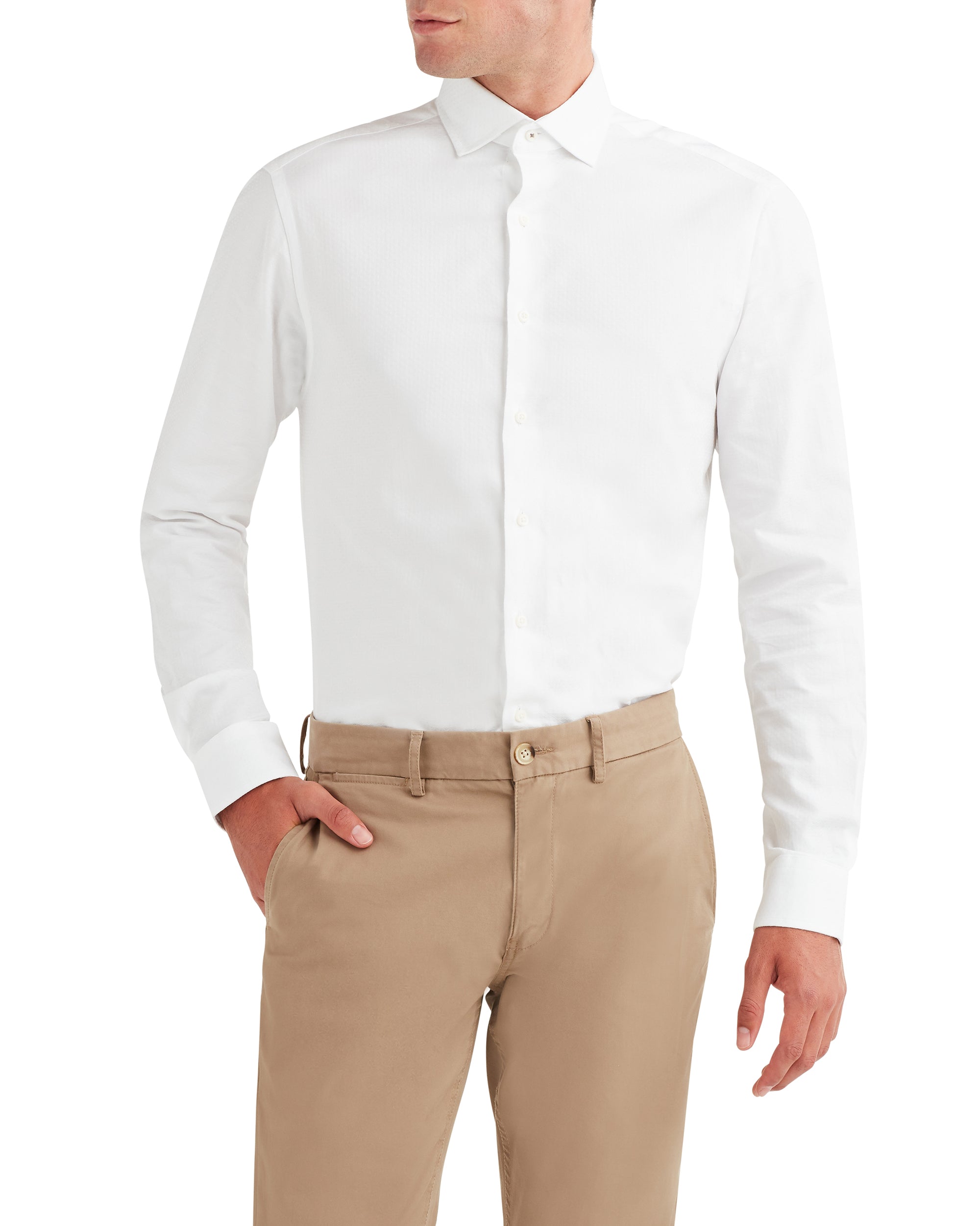 slim fit white button up shirt