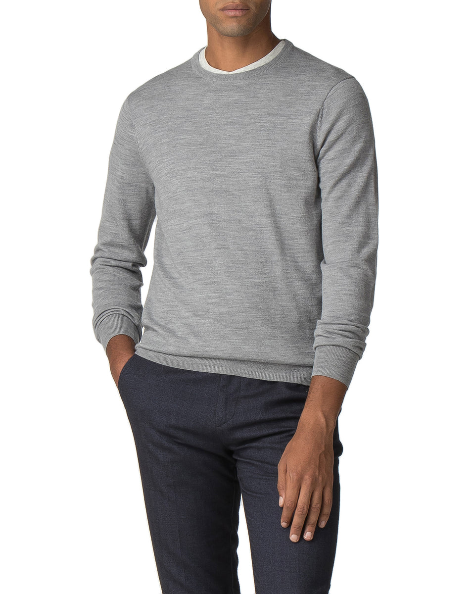 Merino Crewneck Sweater - Mid Grey Marl – Ben Sherman