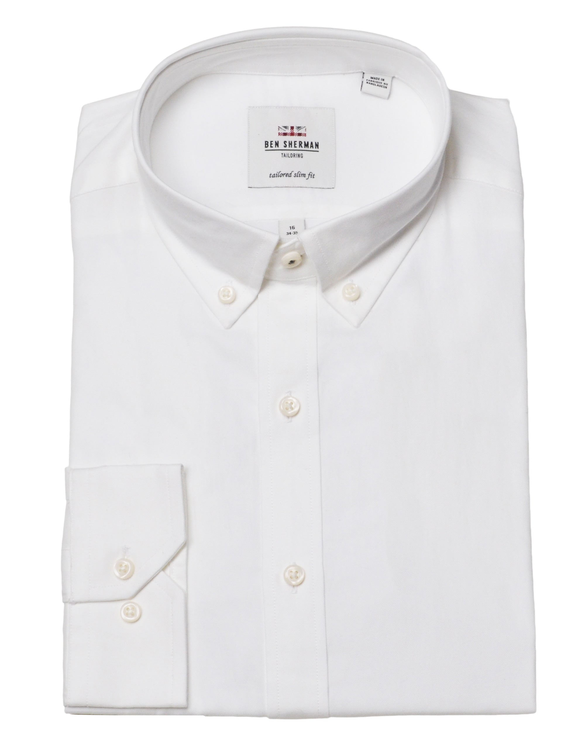 White Solid Oxford Slim Fit Dress Shirt 