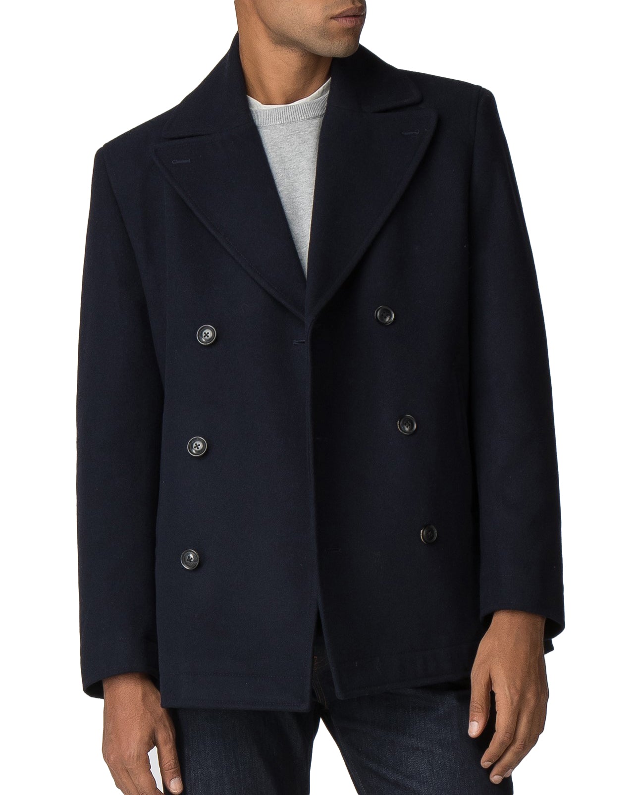 Double-Breasted Wool Peacoat - Dark Navy – Ben Sherman