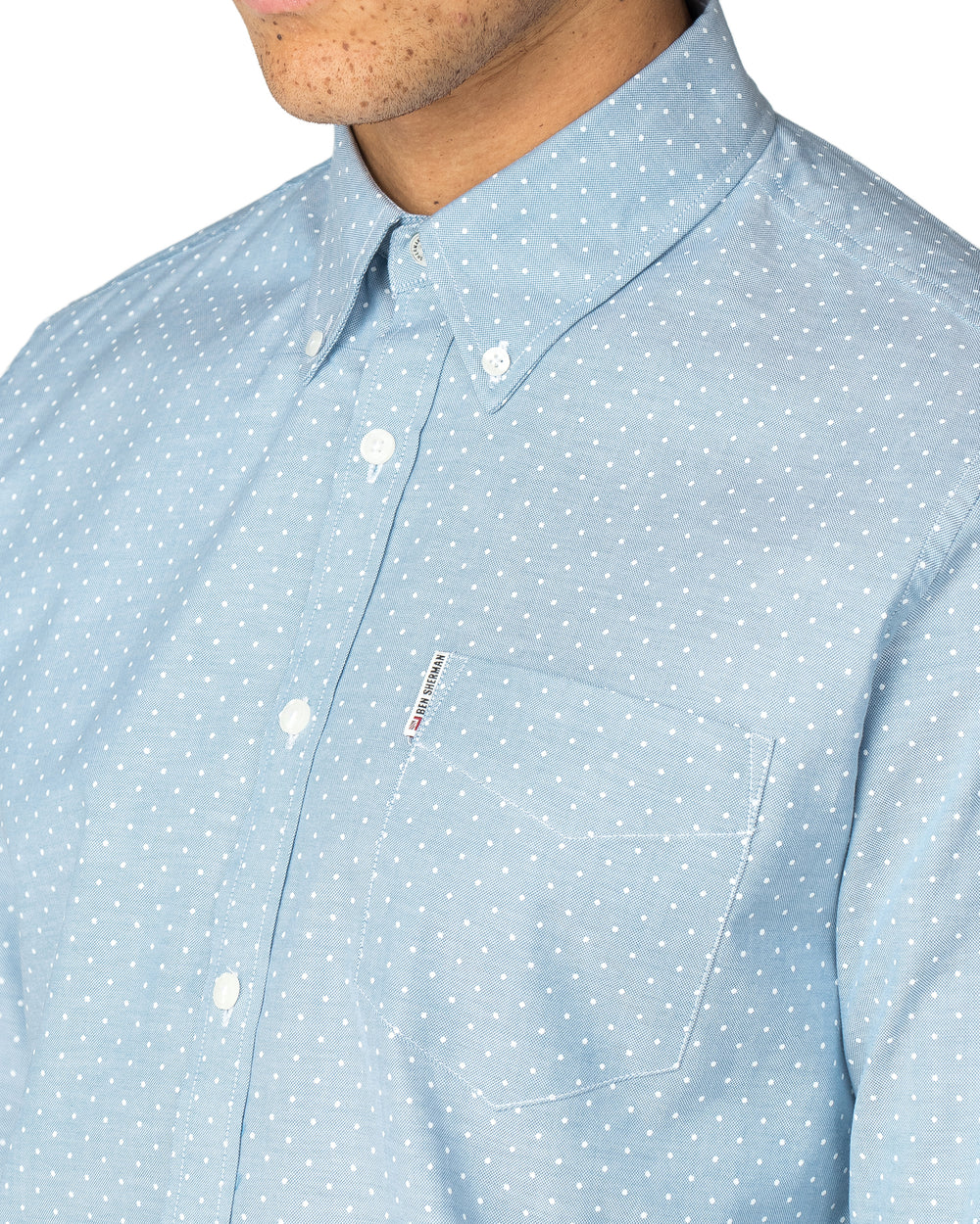 Long-Sleeve Polka Dot Oxford Shirt - Sky - Ben Sherman