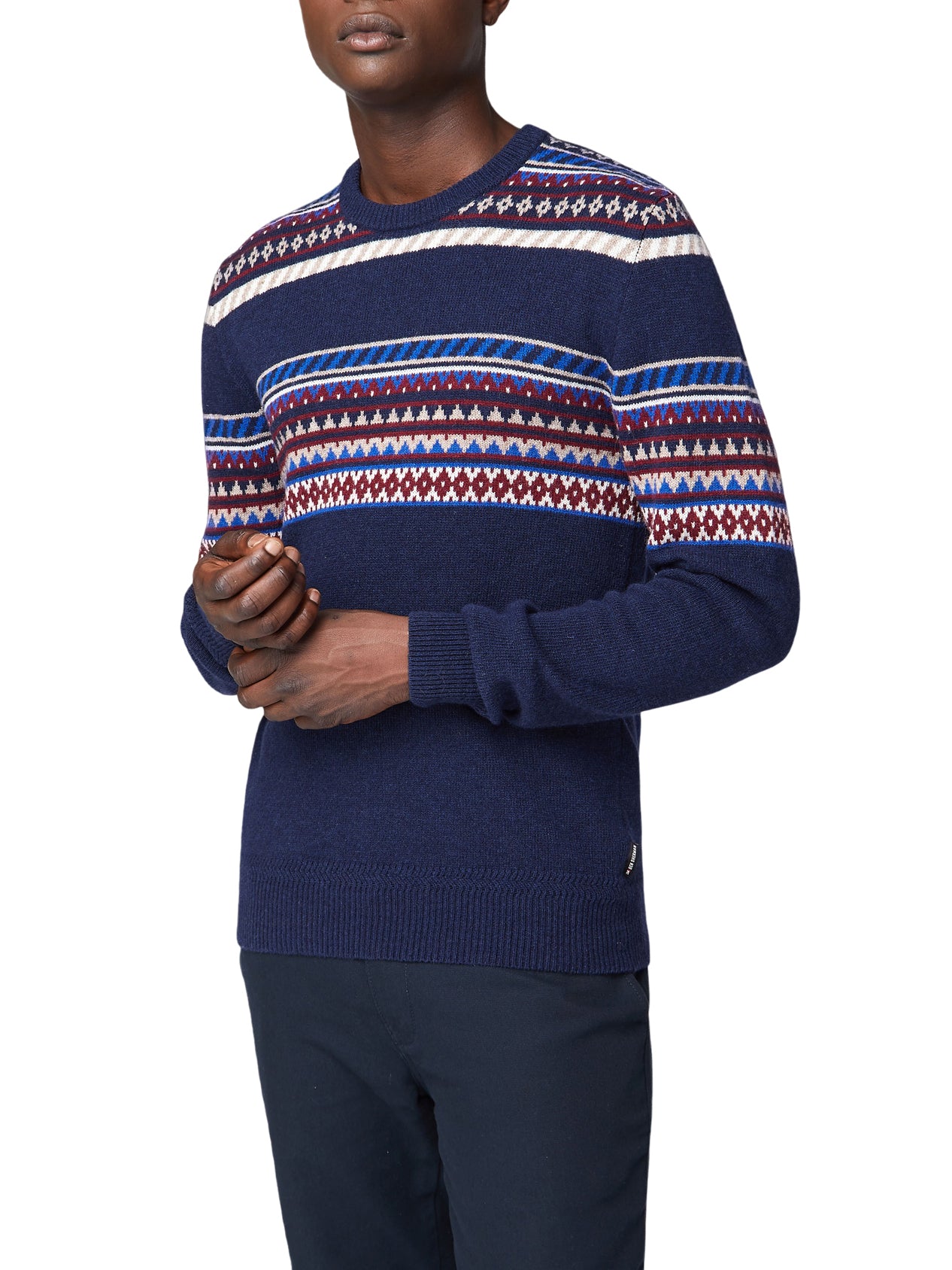 Placed Geo Fair Isle Sweater - Dark Navy – Ben Sherman