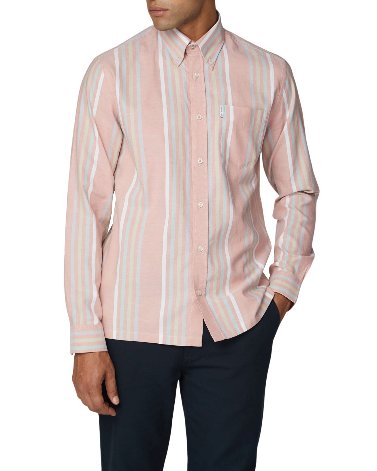 Long-Sleeve Archive Oxford Stripe Shirt - Light Pink – Ben Sherman