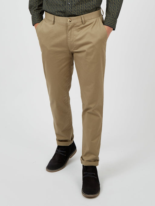 Michael Kors Mens Solid Tan Flat Front Cotton Casual Chino Khaki Pants |  The Suit Depot