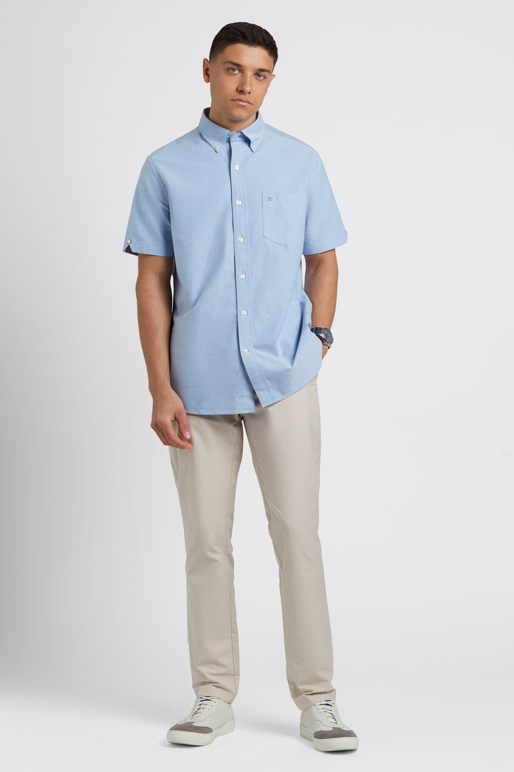 Short Sleeve Brighton Oxford Organic Shirt - Pale Blue - Ben Sherman