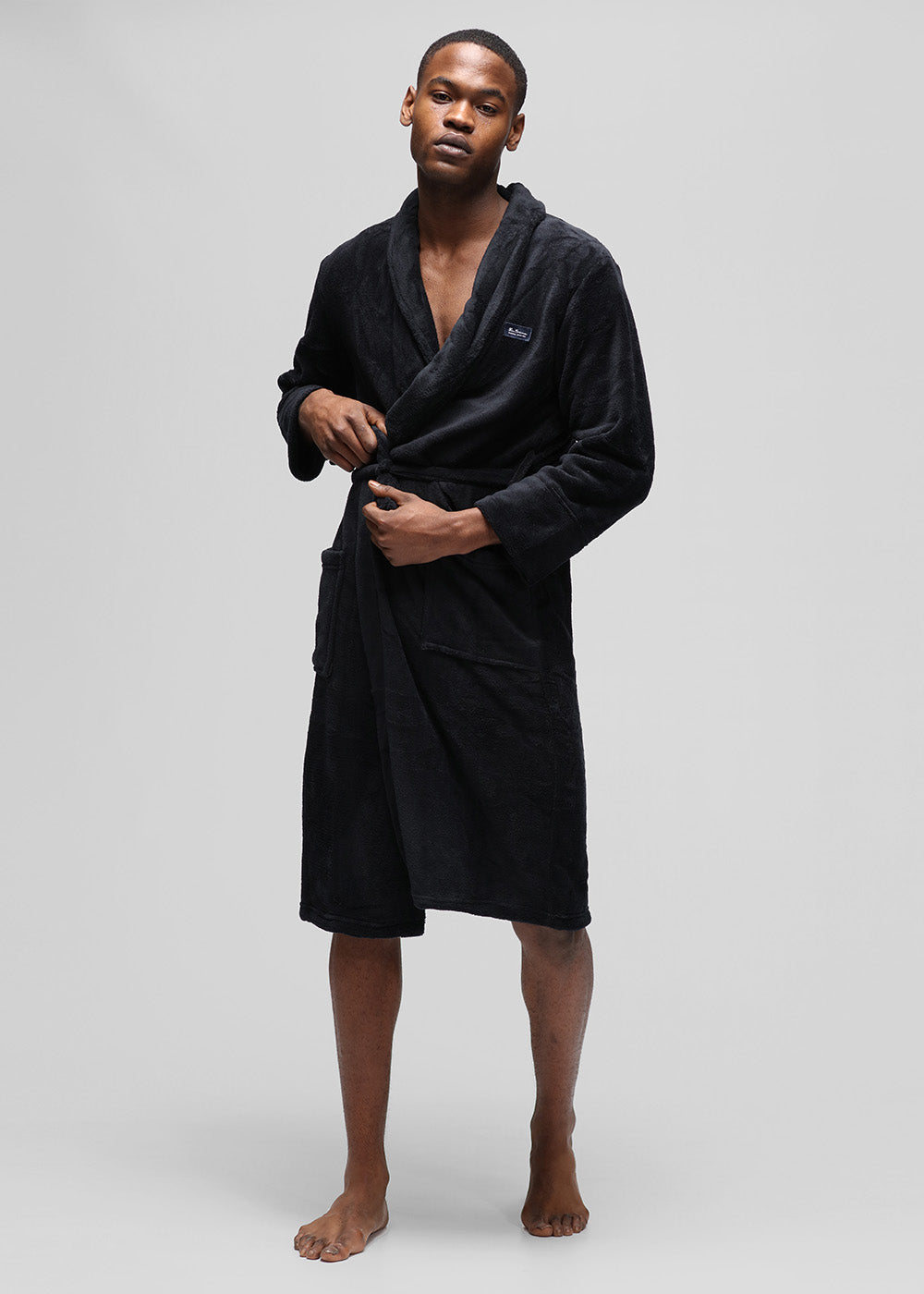 Randol Fleece Knit Robe - Charcoal - Ben Sherman