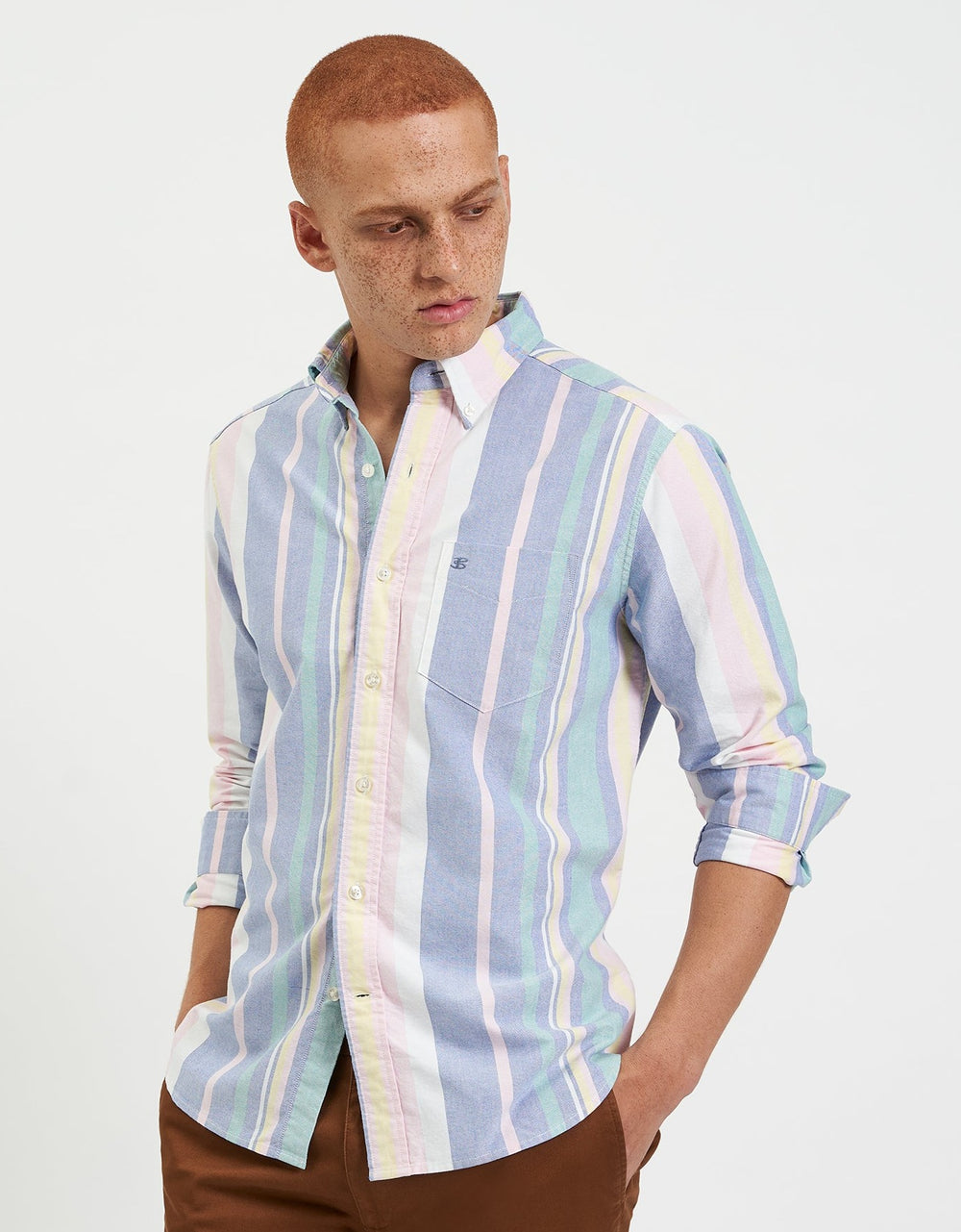 Brighton Oxford Organic Stripe Shirt - Deck Chair Multi Stripe - Ben ...