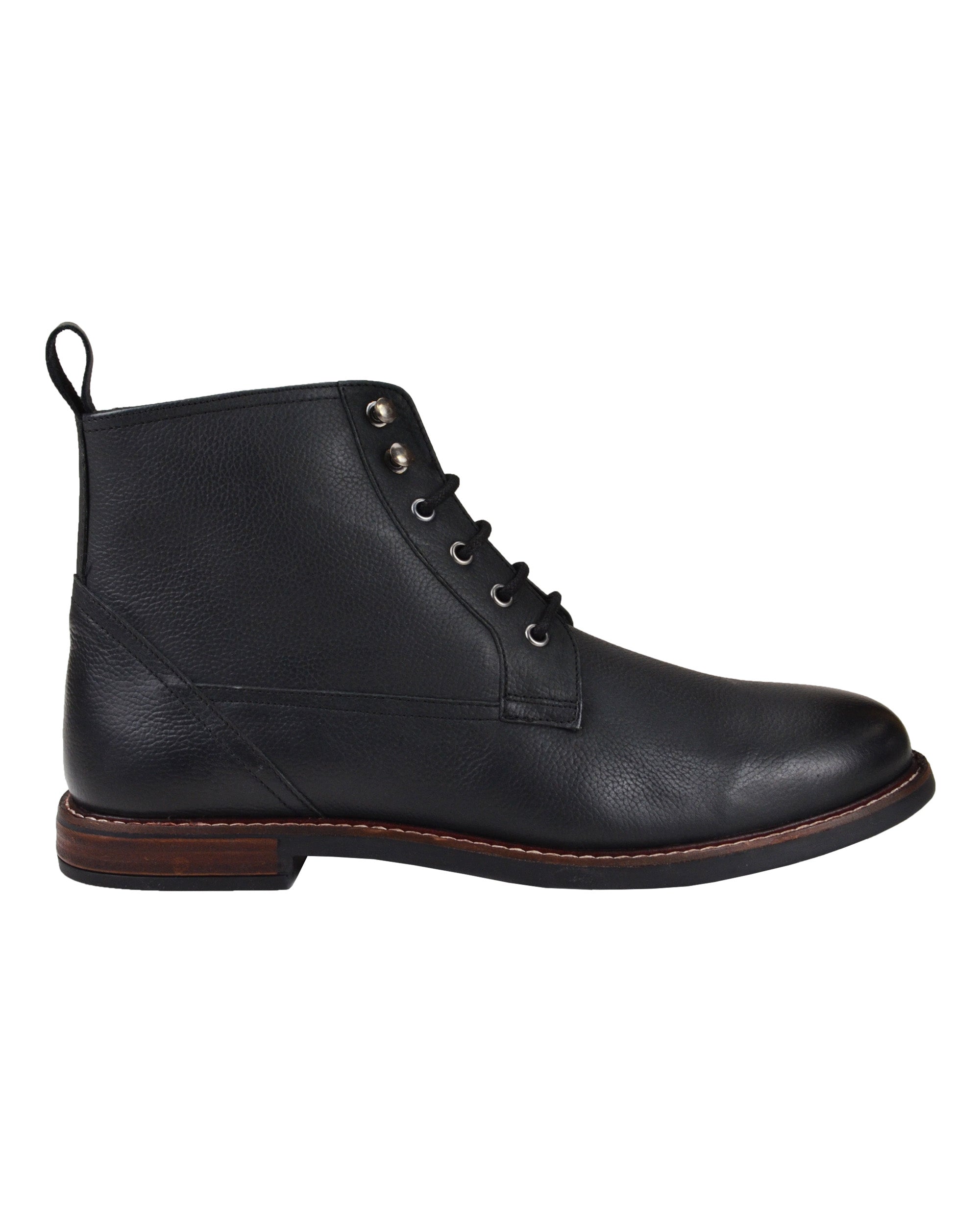 Brent Leather Plain-Toe Boot - Black 