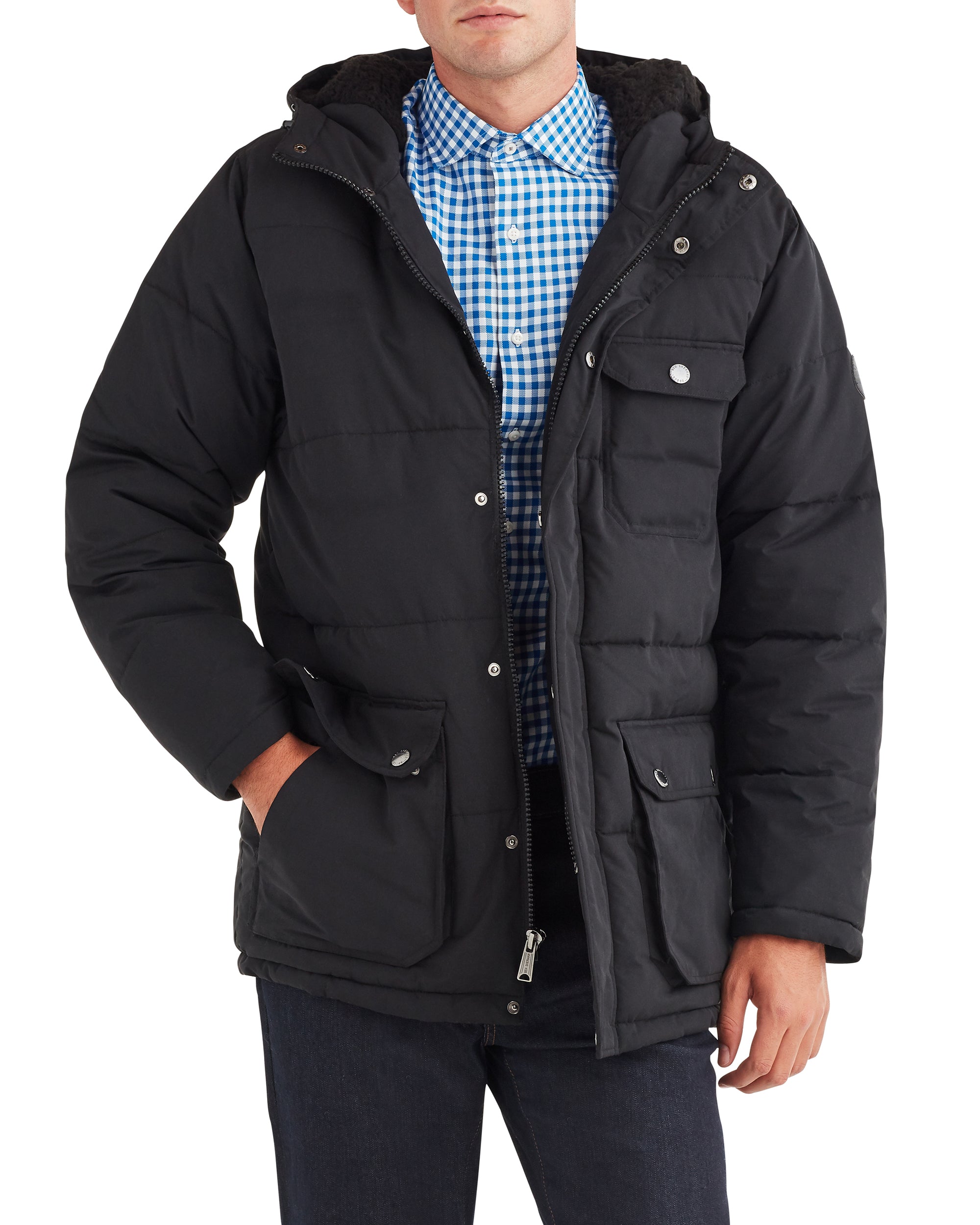 Men's Puffer Jacket with Sherpa-Lined 