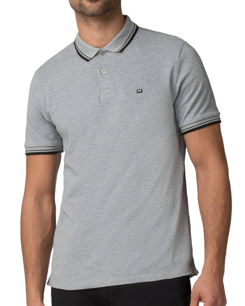 grey polo black jeans