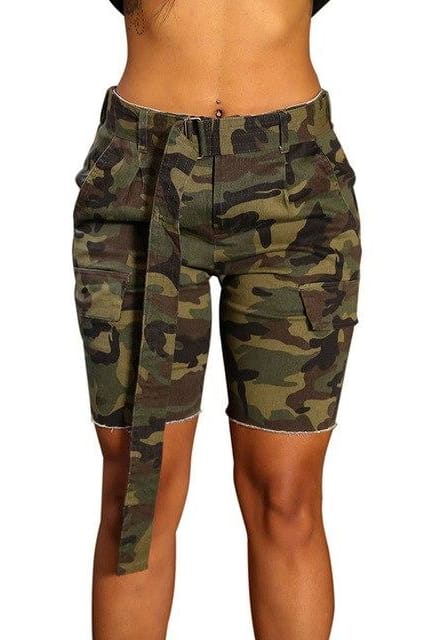 Irhaz 2018 Summer Mid Waist Cotton Camouflage Shorts Womens Summer Sexy Ripped Slim Hole Femme Hot