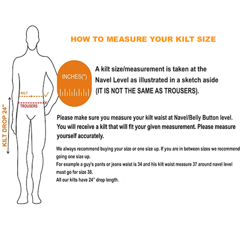 Guide de mesure de la taille du kilt écossais