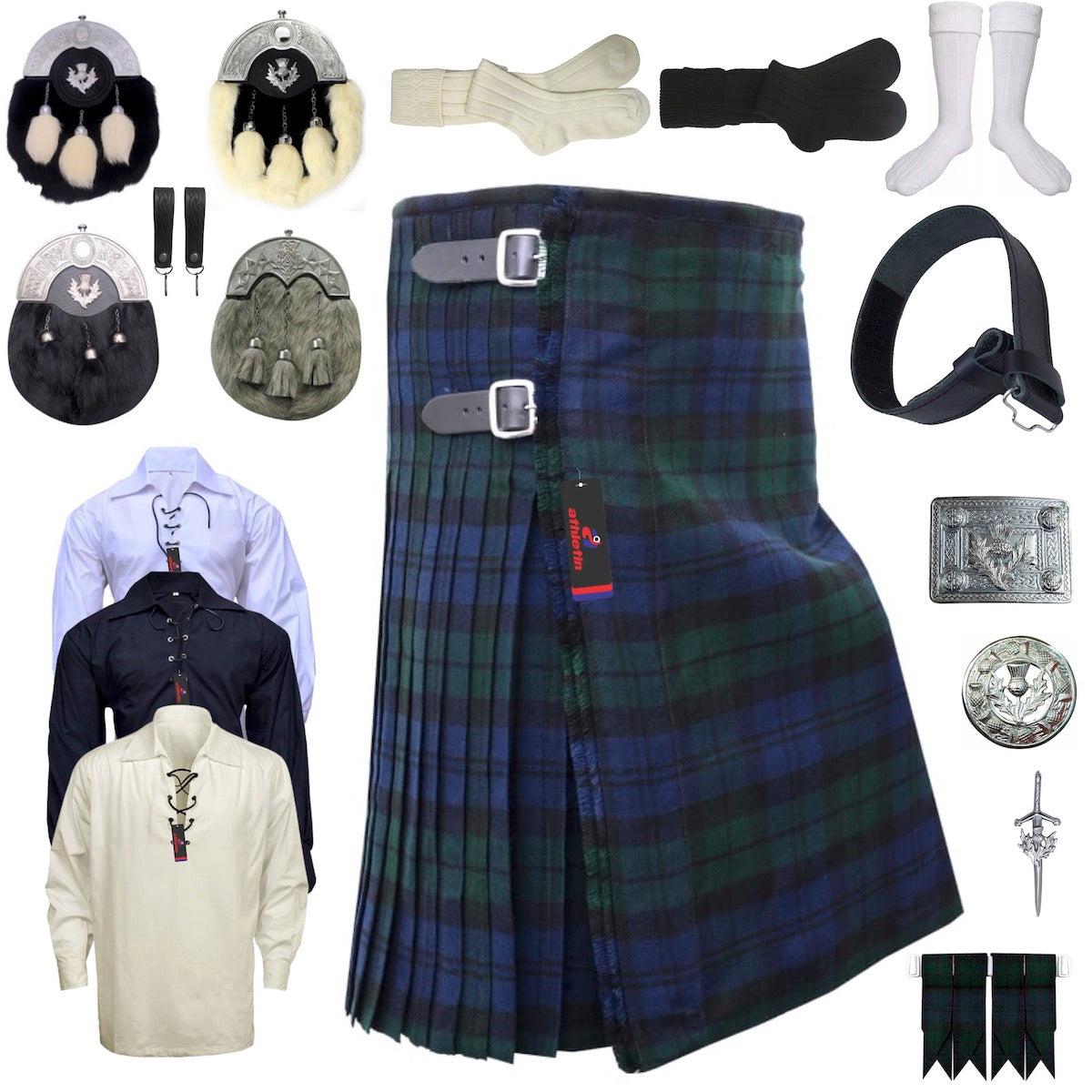 patrón Embotellamiento Descortés Black Watch Tartan Kilt Outfit - Traje de cardo escocés