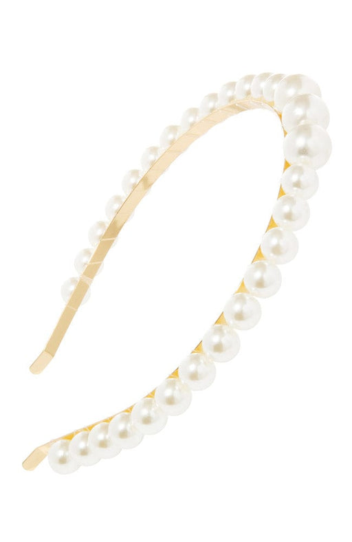 Faux white and peach pearl decor hair band – Stylbl