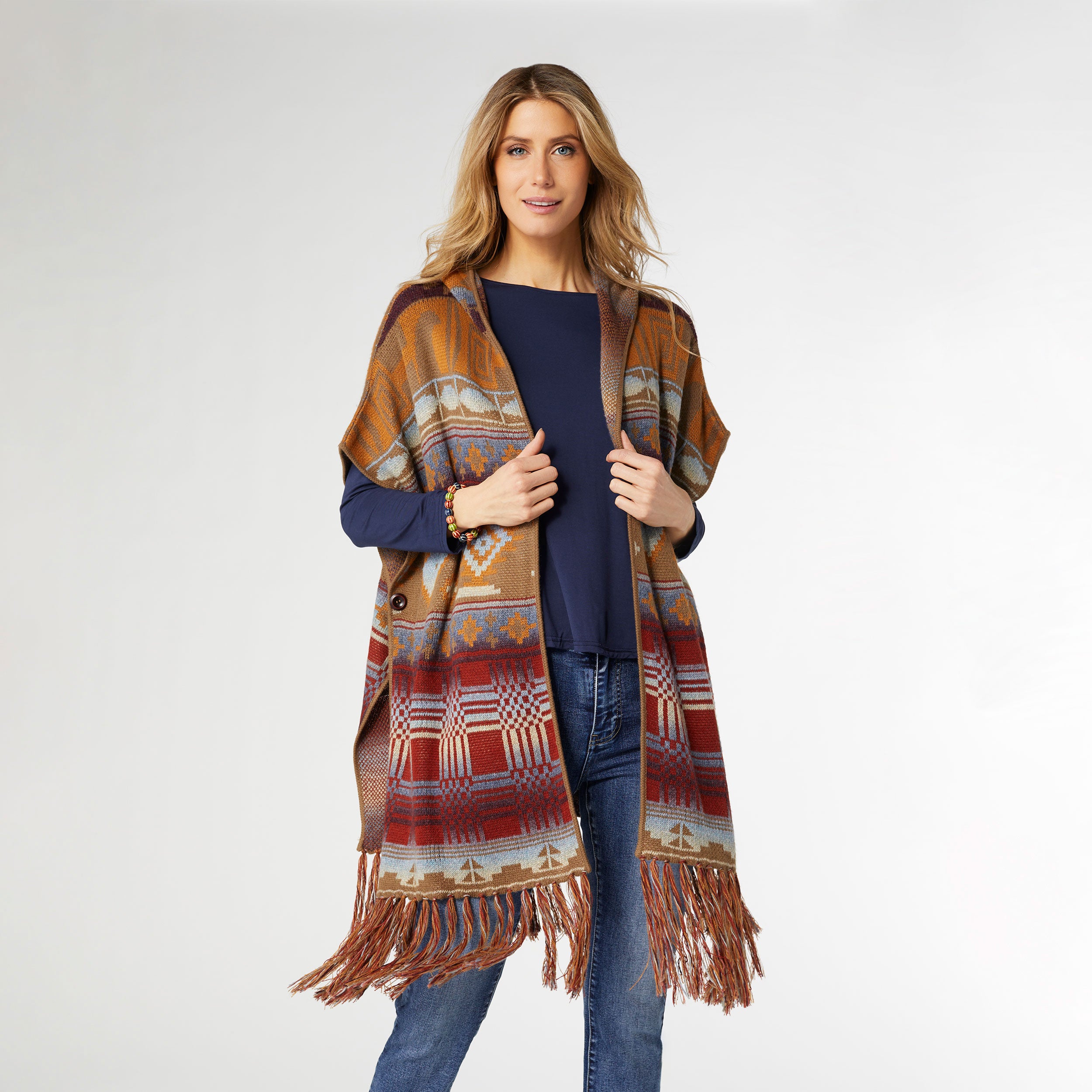 Juana Aztek Printed Hooded Cardigan - Mushroom Aztek - Final Sale