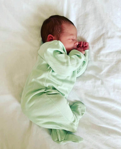 Baby sleeping with Bebekish sleepsuit