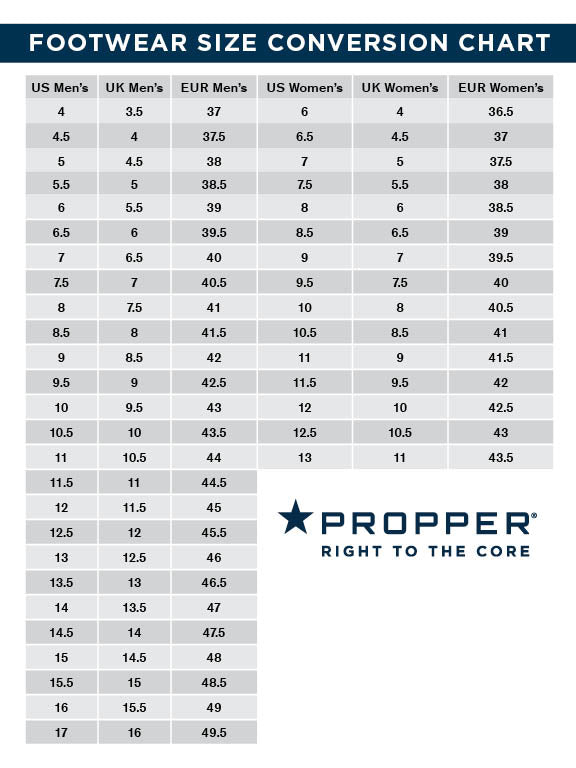 Size Chart - Propper Footwear – Offbase Supply Co.