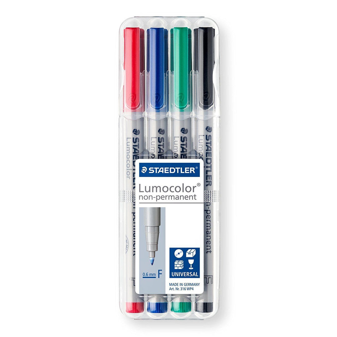 Staedtler Permanent Fine Point Map Markers, Assorted Colors (4