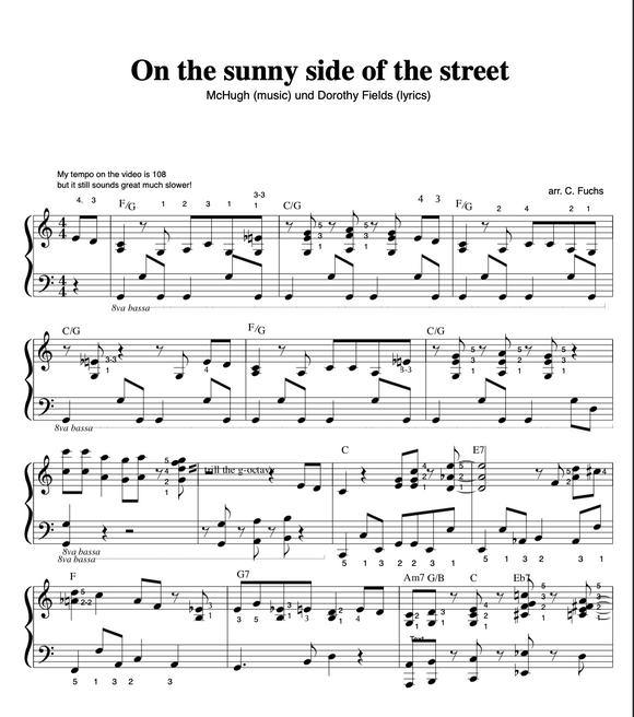 On The Sunny Side Of The Street Groove Version Christians Sheet Music