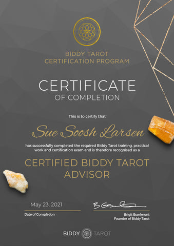 Certificate - Tarot Advisor - Sue Soosh Larsen