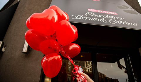 Cococo Chocolatiers location with heart balloons