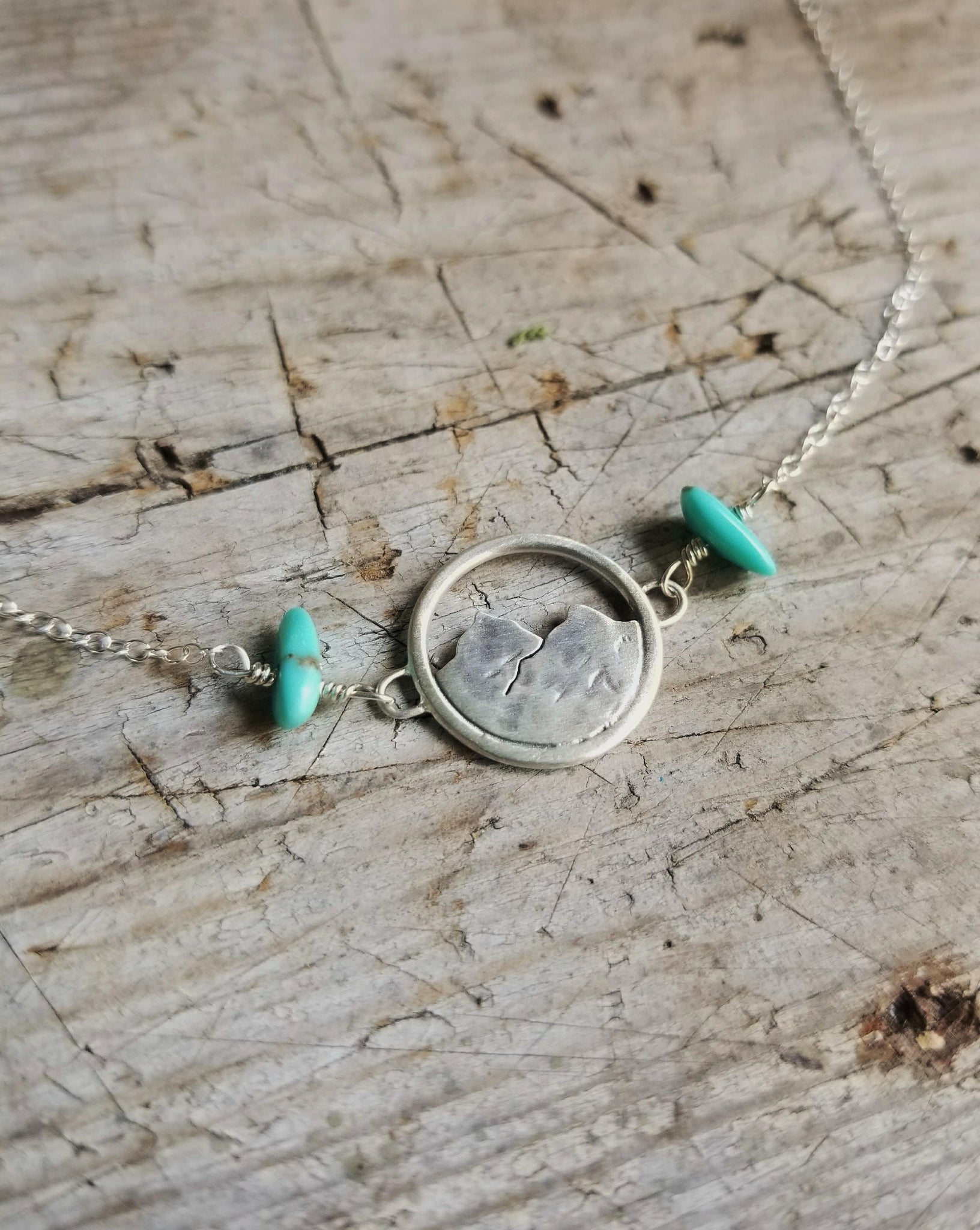 petit turquoise付き silver chain necklace-