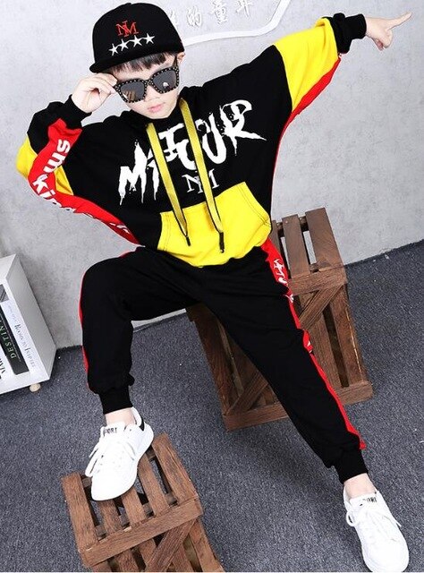 Baby Boy Clothes Set Hip Hop Dance Costumes Kids Hooded Hoodies