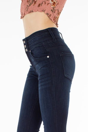 high waisted 3 button skinny jeans
