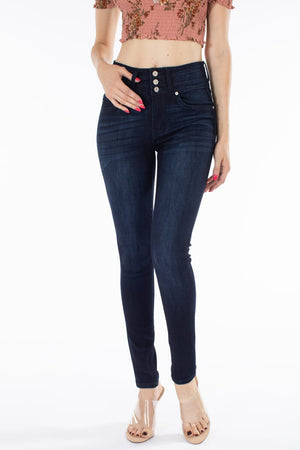 high waisted 3 button skinny jeans