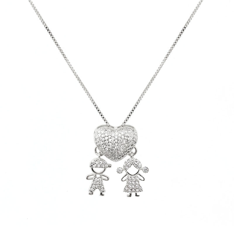 COUPLE NECKLACE | Double White Rhodium Plated