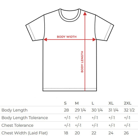 tee shirt size chart