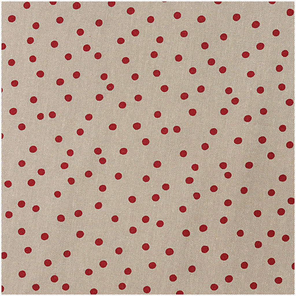 Large Red Polka Dots on White Cotton Blend Fabric