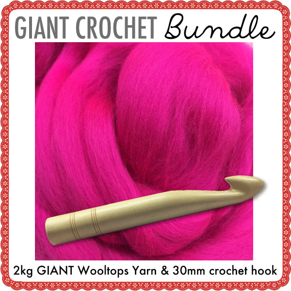 Giant Extreme Crochet Bundle Kit : Peppermint Wooltops & Hook