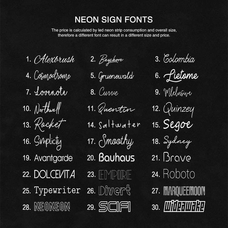 zelaclub neon sign fonts