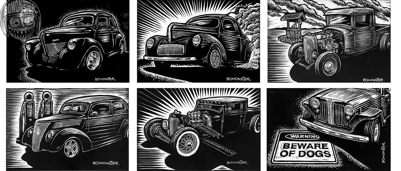 scratched hot rods by bomonster