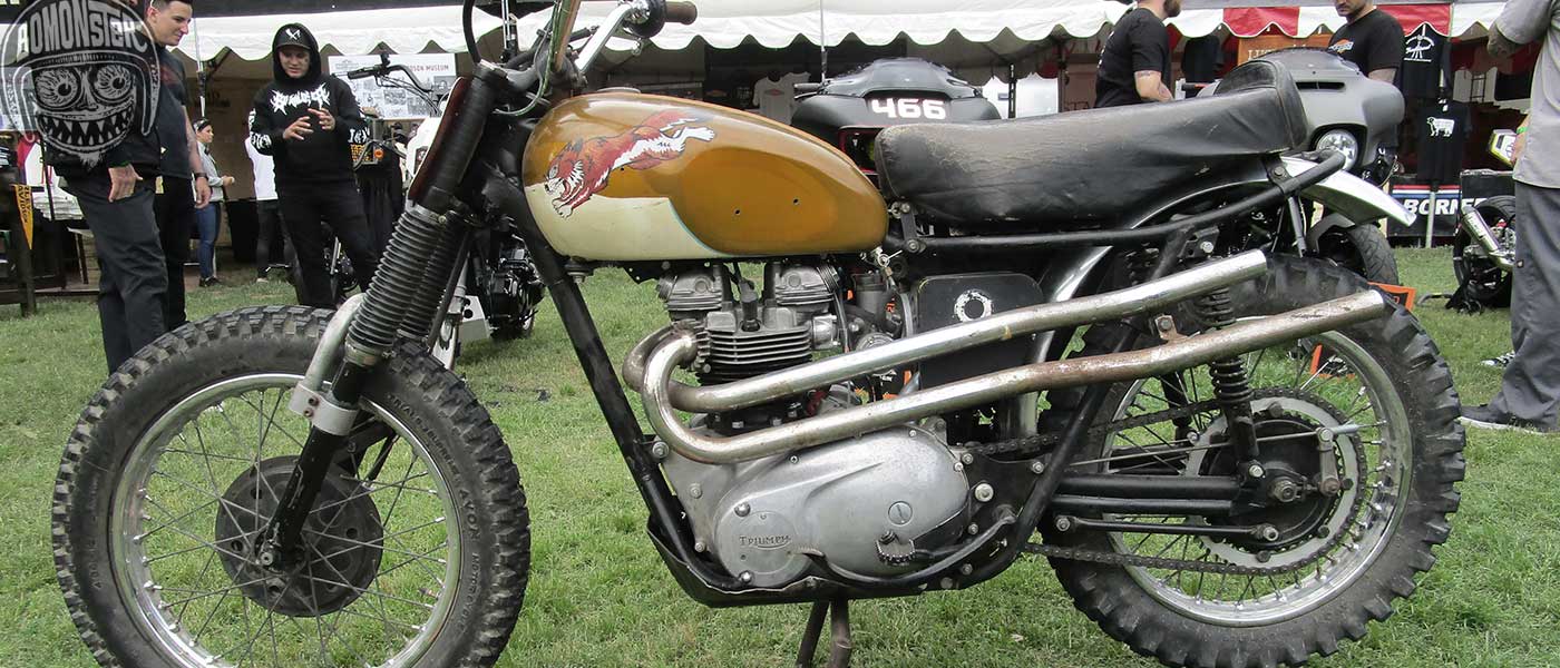 vintage triumph desert racer at born free show