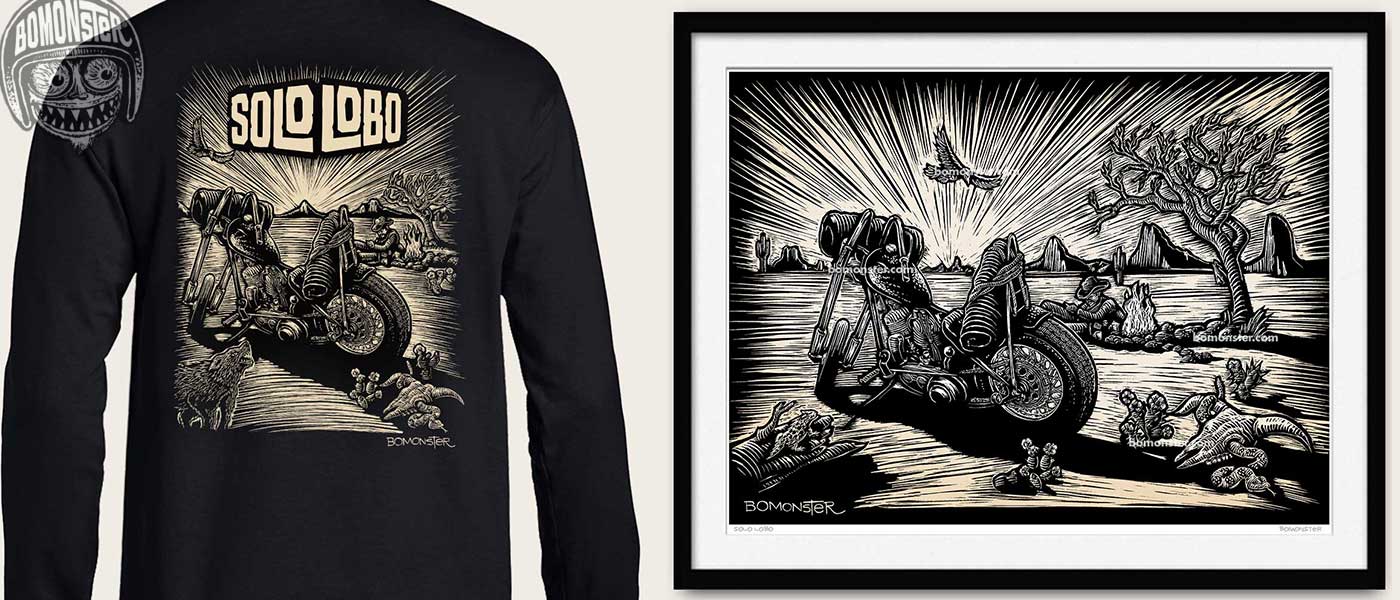 vintage harley chopper scene on a shirt or print by bomonster