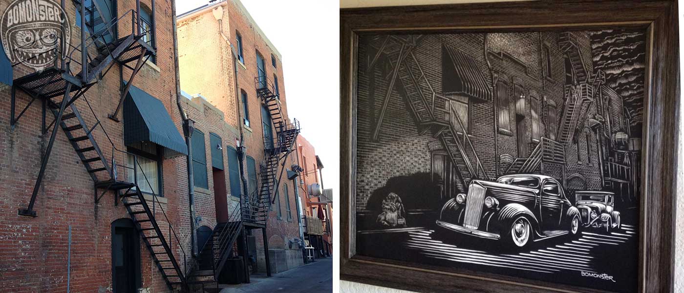 alley in prescott, az that inspired bomonster's art