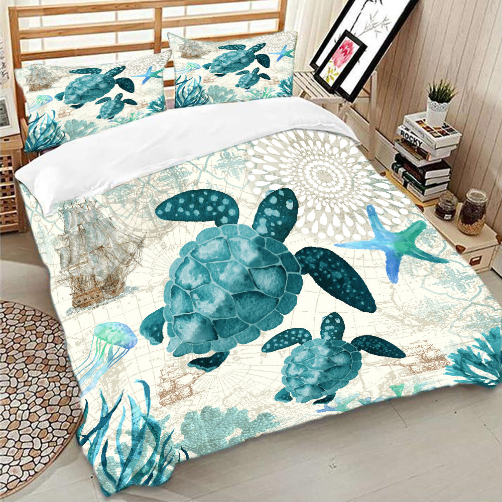 Marina Bay Turtles Bedding Set Duvet Cover 2 Pillowcase