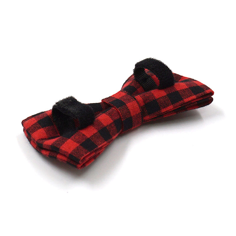 cute dog bow tie red black plaid