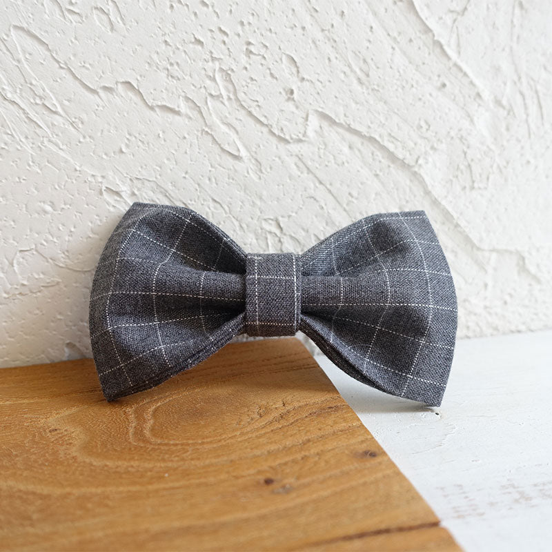 cute dog bow tie grey plaid