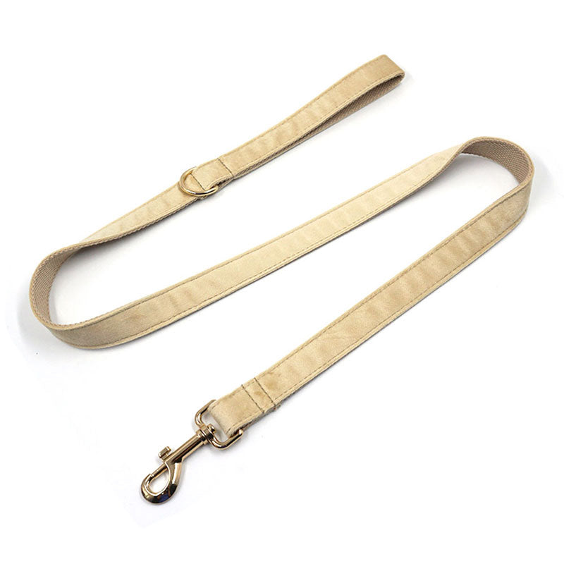 dog leash pale brown velvet