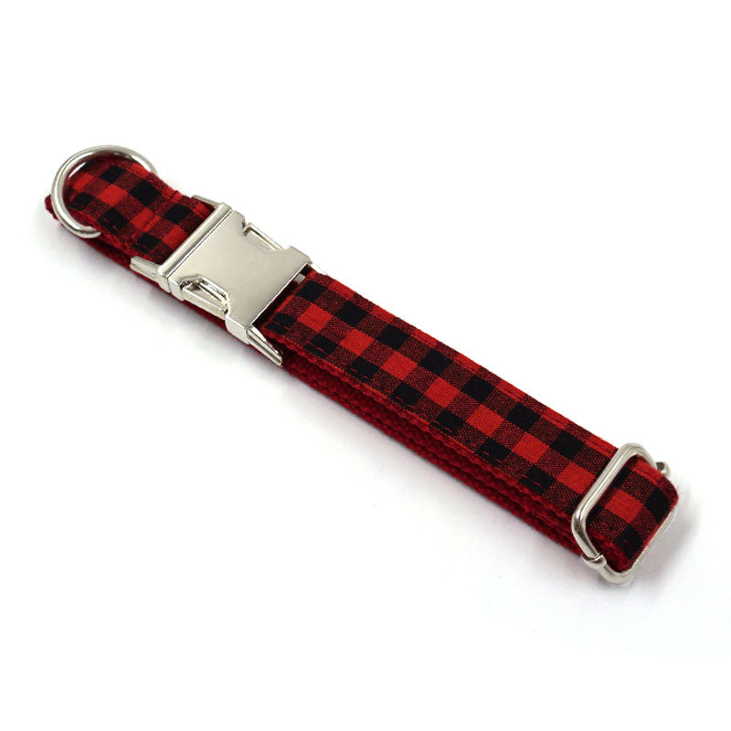 red black plaid dog collar personalized