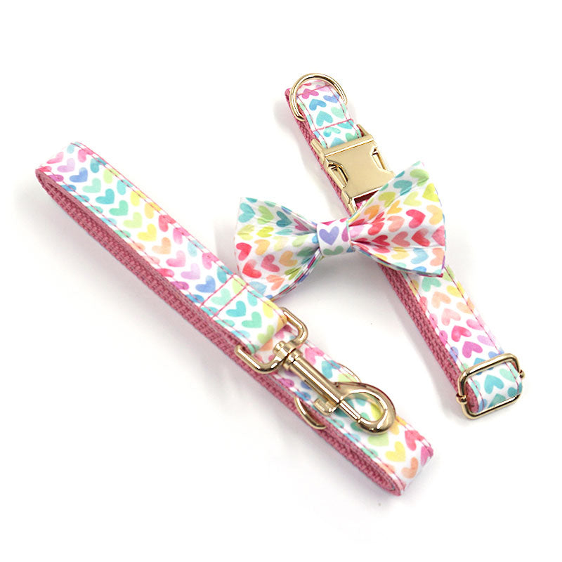 petduro dog collar with leash colorful heart