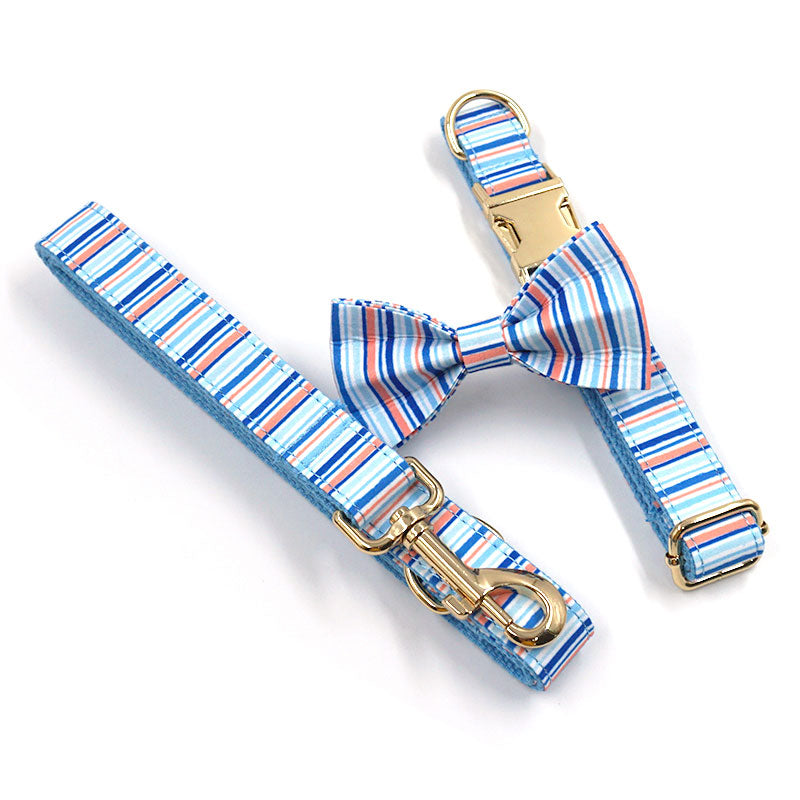petduro fancy dog leash with collar set stripe